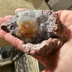 Hyalite Opal natural geode with stunning crystal formations